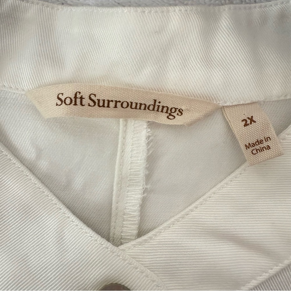 Soft Surroundings Buttonβ Down Tunic with Pockets Size 2X Ivory - Picture 6 of 8
